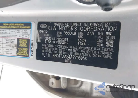 2010 Kia Soul + from USA, damaged, VIN KNDJT2A24A7703956